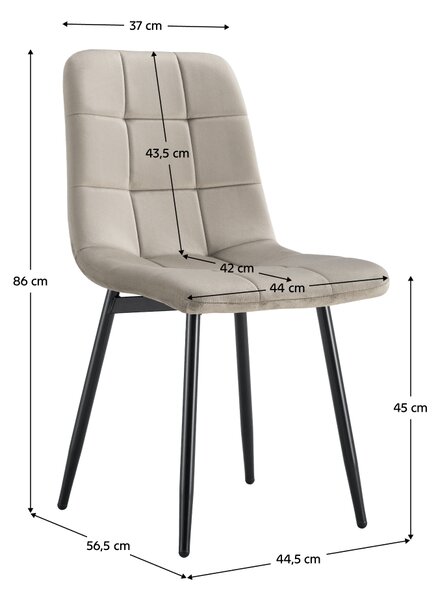 KONDELA Stol, sivorjava Taupe tkanina Velvet/črna, RAMITA TYP 3