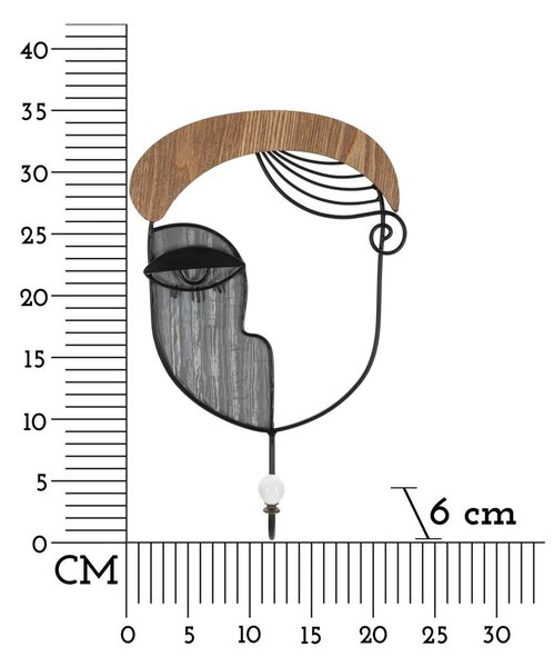 Črn/naraven kovinski stenski obešalnik Picassy – Mauro Ferretti