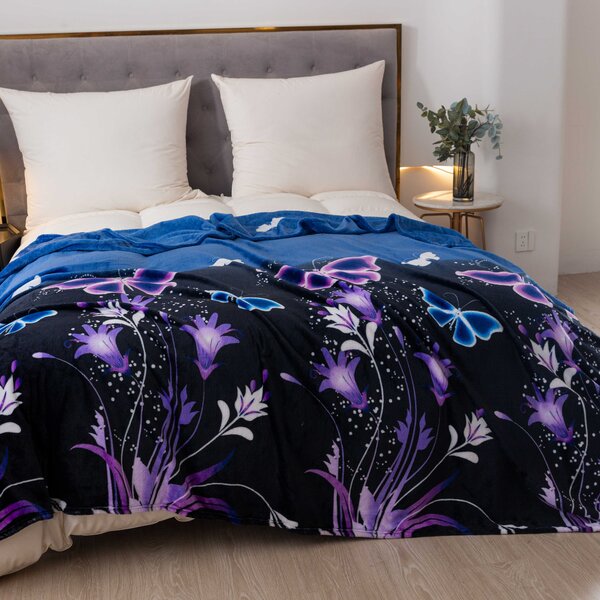 Mikroplišasta odeja VIOLET BUTTERFLY temno modra Dimenzije: 160 x 200 cm