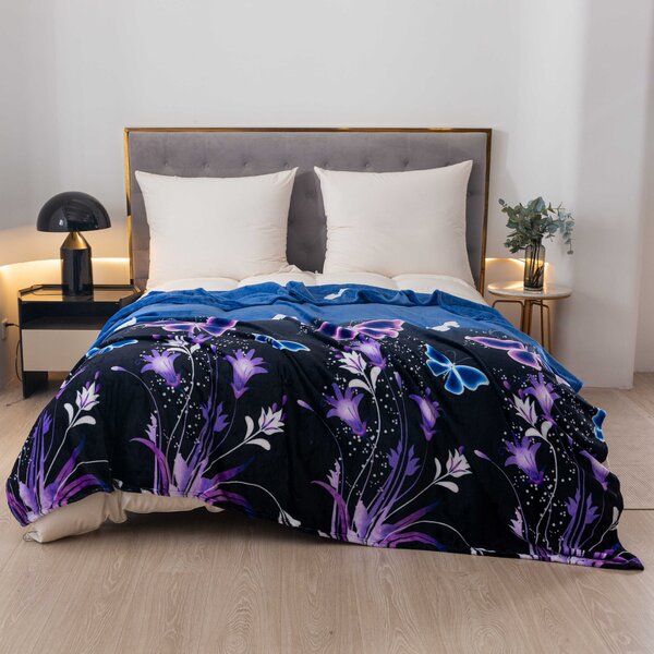 Mikroplišasta odeja VIOLET BUTTERFLY temno modra Dimenzije: 160 x 200 cm
