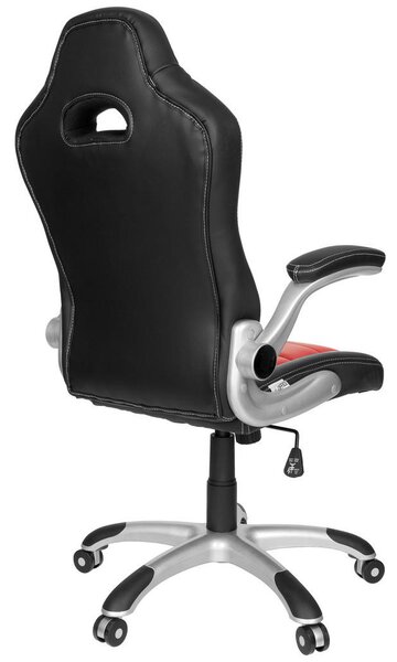 GAMING STOL umetna masa, tekstil rdeča, črna, bela