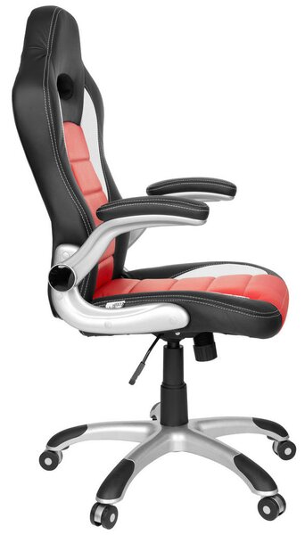 GAMING STOL umetna masa, tekstil rdeča, črna, bela