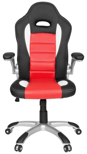 GAMING STOL umetna masa, tekstil rdeča, črna, bela
