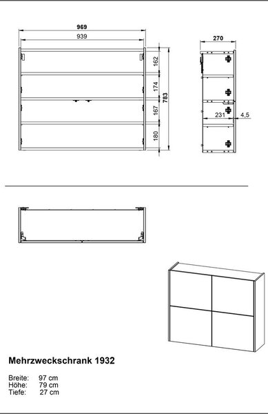 Prašno zelena stenska omarica v mat dekorju 97x79x27 cm Binetto – Germania