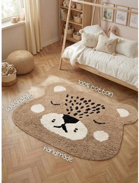 Svetlo rjava pralna/ročno tkana bombažna otroška preproga 93x120 cm Snuggle Bea – Hanse Home