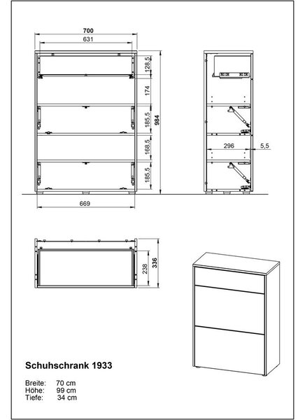 Kremno bela omarica v mat dekorju 70x99x34 cm Binetto – Germania