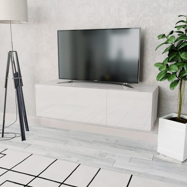 VidaXL TV omarica inženirski les 120x40x34 cm visok sijaj bela