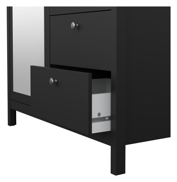 Črna garderobna omara z ogledalom 102x199x58 cm Madrid – Tvilum