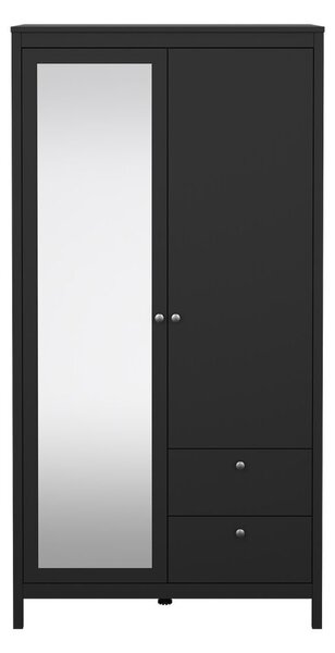 Črna garderobna omara z ogledalom 102x199x58 cm Madrid – Tvilum
