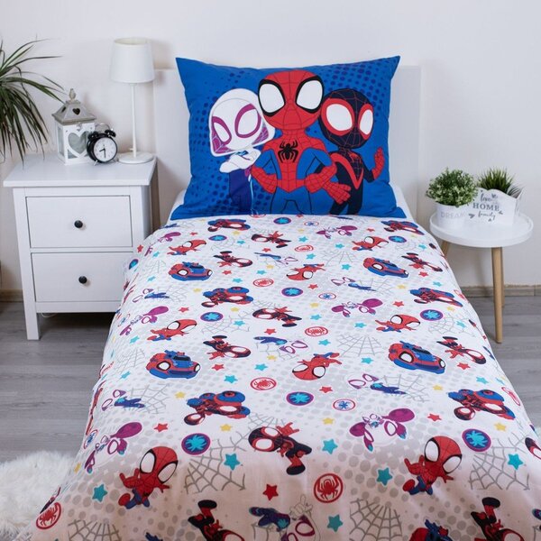 Modra enojna bombažna otroška posteljnina 140x200 cm Spidey – Jerry Fabrics