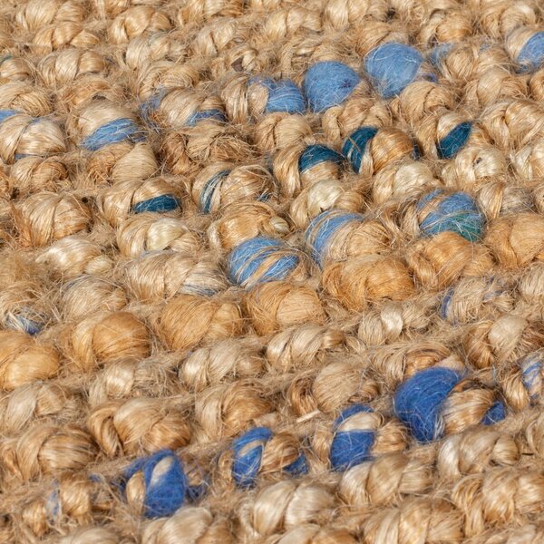 Ročno tkan tekač iz jute v naravni in modri barvi 60x300 cm Jute Boucle Blue – Flair Rugs