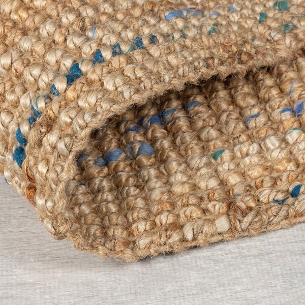 Ročno tkan tekač iz jute v naravni in modri barvi 60x300 cm Jute Boucle Blue – Flair Rugs