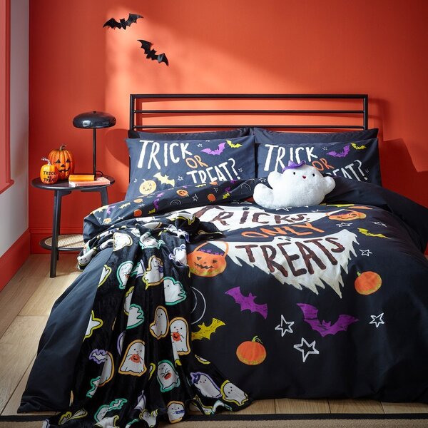 Črna enojna posteljnina 135x200 cm Halloween Trick or Treat – Catherine Lansfield