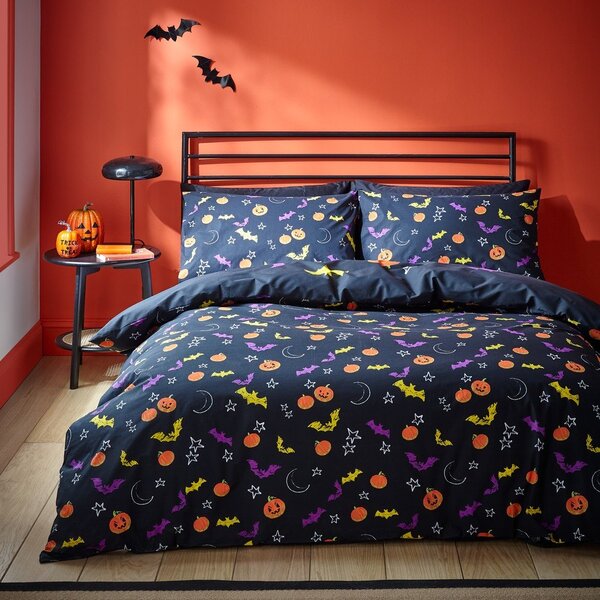 Črna enojna posteljnina 135x200 cm Halloween Trick or Treat – Catherine Lansfield