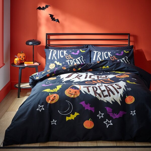 Črna enojna posteljnina 135x200 cm Halloween Trick or Treat – Catherine Lansfield