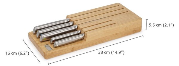 Komplet nožev s stojalom 5 ks iz nerjavečega jekla Elevate Bamboo – Joseph Joseph