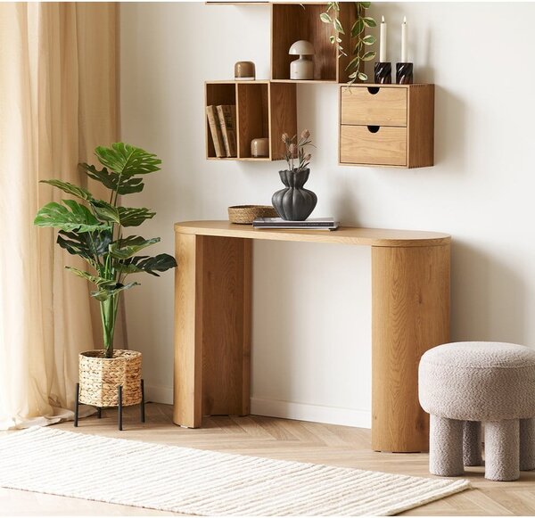 Stranska mizica v hrastovem dekorju v naravni barvi 38x114 cm Bibione – House Nordic
