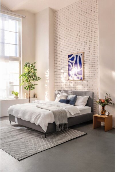 Siva oblazinjena zakonska postelja z letvenim dnom 160x200 cm Noira Slim – Bonami Selection