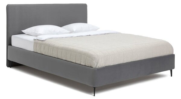 Siva oblazinjena zakonska postelja z letvenim dnom 160x200 cm Noira Slim – Bonami Selection