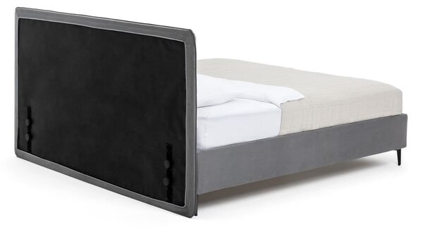 Siva oblazinjena zakonska postelja z letvenim dnom 160x200 cm Noira Slim – Bonami Selection