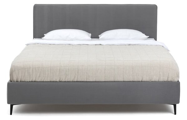 Siva oblazinjena zakonska postelja z letvenim dnom 160x200 cm Noira Slim – Bonami Selection