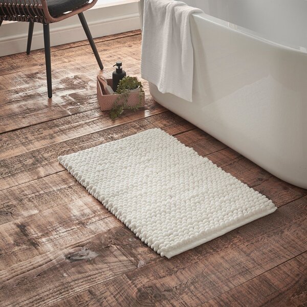Bela kopalniška preproga 50x80 cm Aspen Bobble – Bianca