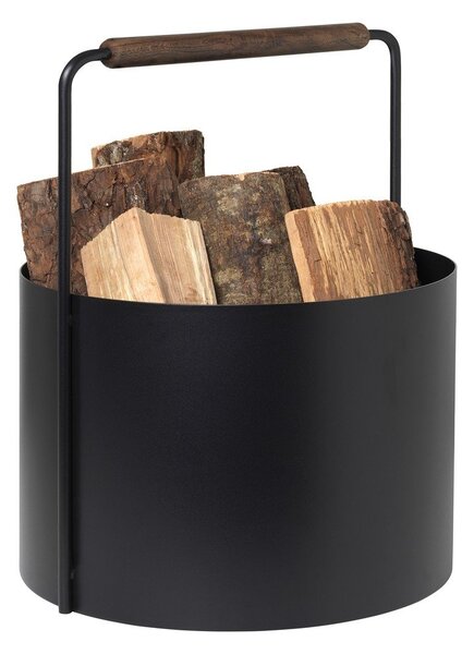 Črna kovinska košara za drva Blomus Fireplace