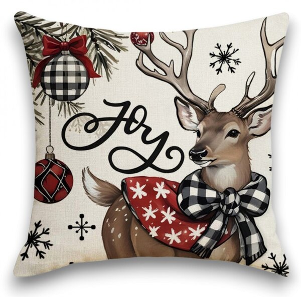 Božična prevleka za vzglavnik DEER WISH 45x45 cm, bež
