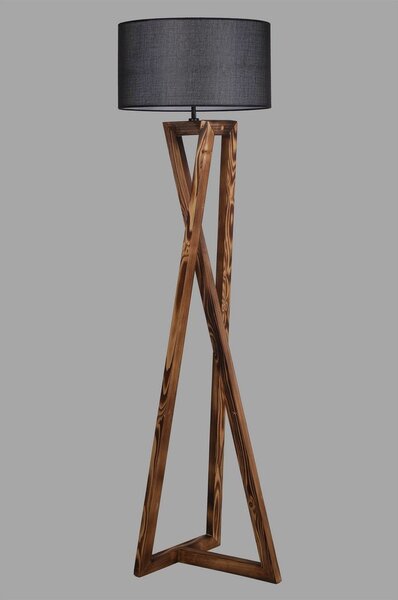 Črna/rjava stoječa svetilka s tekstilnim senčilom (višina 149 cm) Maçka – Opviq lights