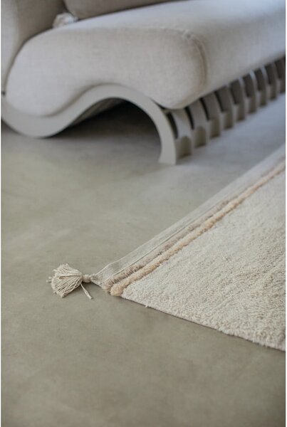 Kremno bela pralna ročno tkana bombažna preproga 120x160 cm Bloom Natural – Lorena Canals