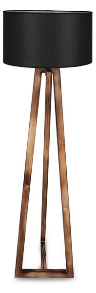 Črna/rjava stoječa svetilka s tekstilnim senčilom (višina 149 cm) Maçka – Opviq lights