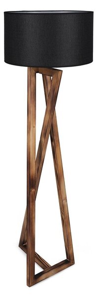 Črna/rjava stoječa svetilka s tekstilnim senčilom (višina 149 cm) Maçka – Opviq lights