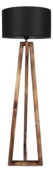 Črna/rjava stoječa svetilka s tekstilnim senčilom (višina 149 cm) Maçka – Opviq lights