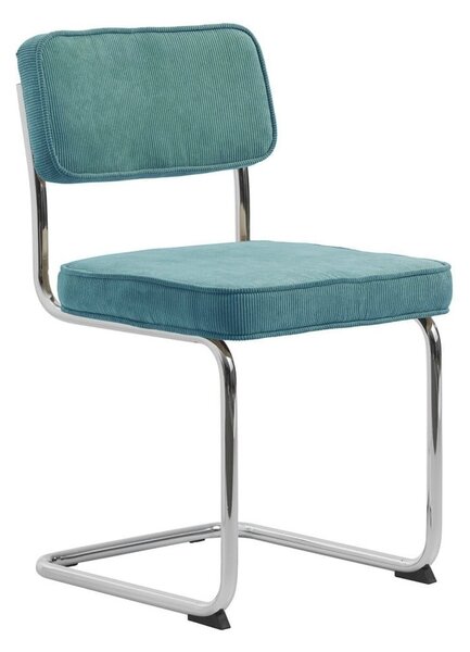 Turkizen jedilni stol iz rebrastega žameta Rupert – Unique Furniture