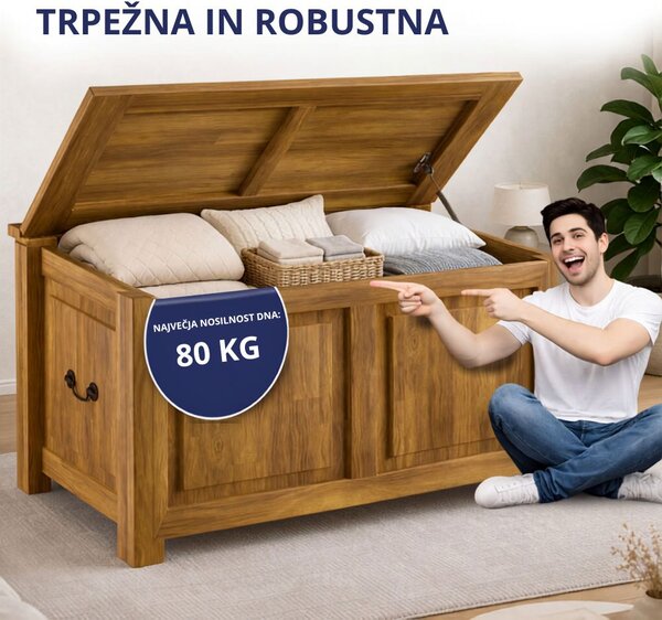 Lesena skrinja TOSCANA, 85x44x48cm, naravno rjava Casaria