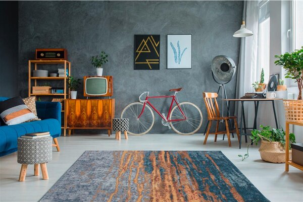 RAVNO TKANA PREPROGA Blaze 325 Beige / Blau 115/170 cm modra, bež