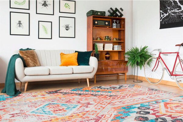 RAVNO TKANA PREPROGA Indiana 200 Multi / Orange 80/150 cm tkano večbarvno, oranžna