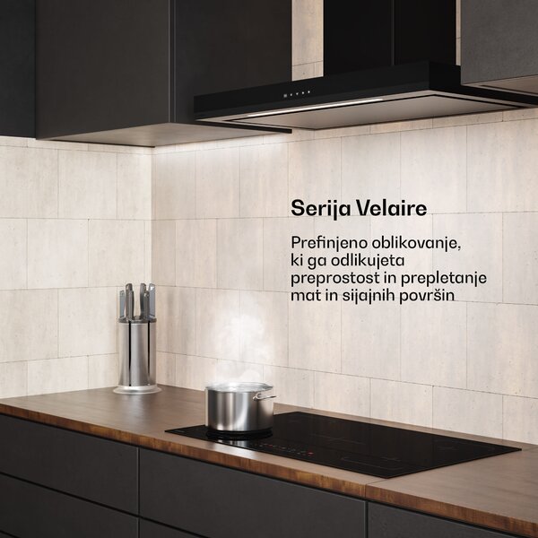 Klarstein Velaire kuhinjska napa | Elegantna, minimalistična, zmogljiva | Energijski razred A++ | 595 m³/h | 90 cm