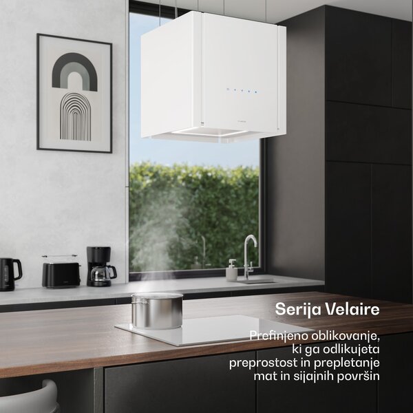 Klarstein Velaire kuhinjska napa z dvižno funkcijo 40 cm, Elegantna, minimalistična, zmogljiva, EEC A++, 601 m³/h