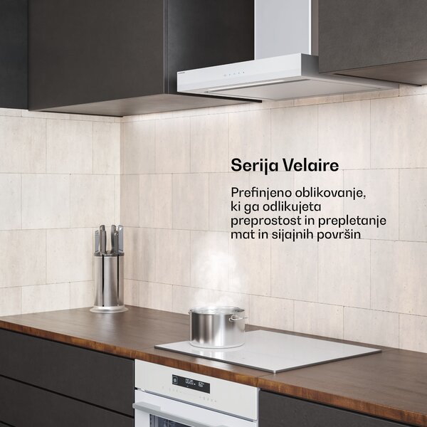 Klarstein Velaire kuhinjska napa, Elegantna, minimalistična, močna, Energijski razred A++, 600 m³/h, 60 cm