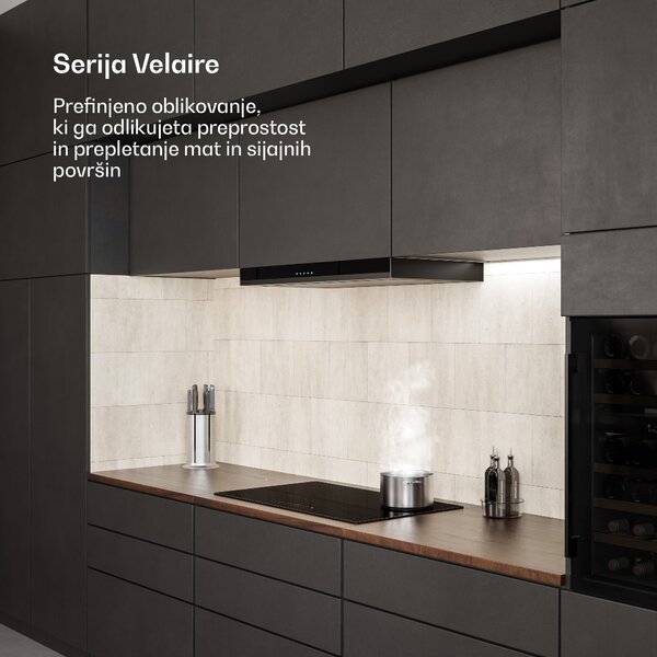 Klarstein Indukcijska kuhalna plošča Velaire, elegantna, minimalistična, močna, 5 kuhalnih con, 7200 W, 90 cm