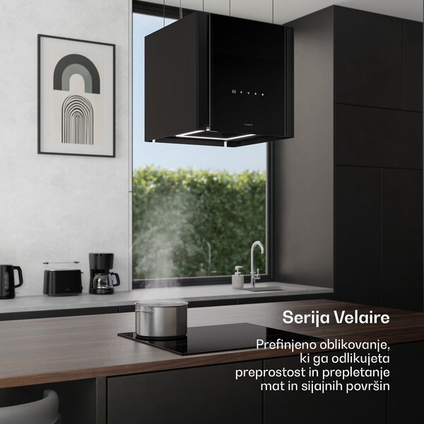Klarstein Velaire kuhinjska napa z dvižno funkcijo 40 cm, Elegantna, minimalistična, zmogljiva, EEC A++, 601 m³/h