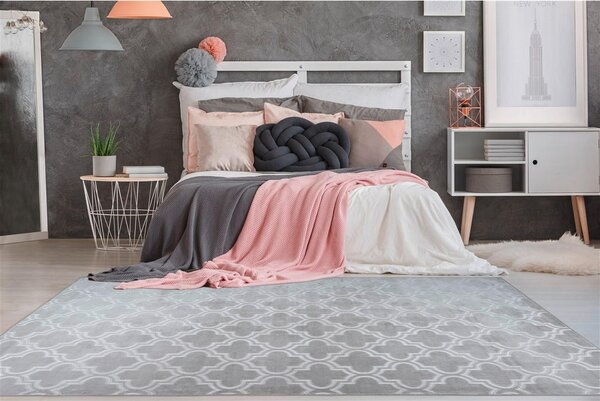 RAVNO TKANA PREPROGA Monroe 100 Grau / Blau 160/230 cm taftano modra, siva