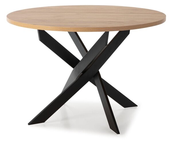 Okrogla jedilna miza z mizno ploščo v hrastovem dekorju 120x120 cm Ther – Marckeric