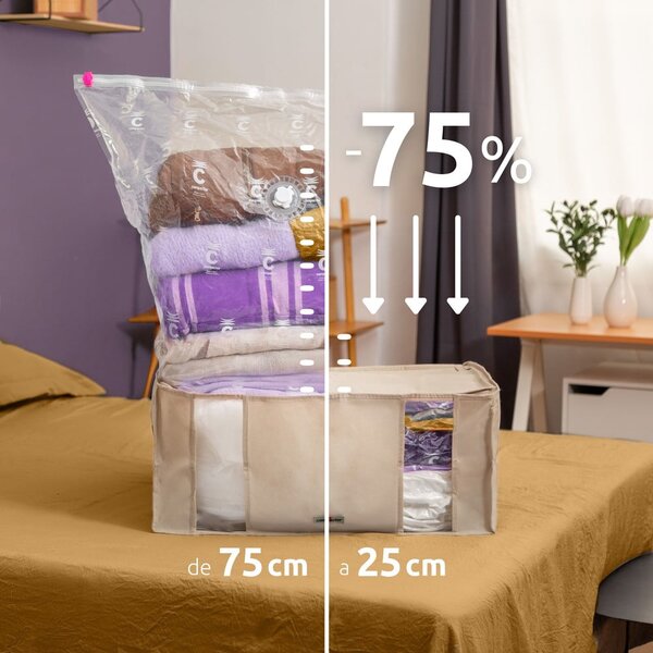 Vakuumska tekstilna škatla za shranjevanje oblačil 65x50x27 cm Life – Compactor