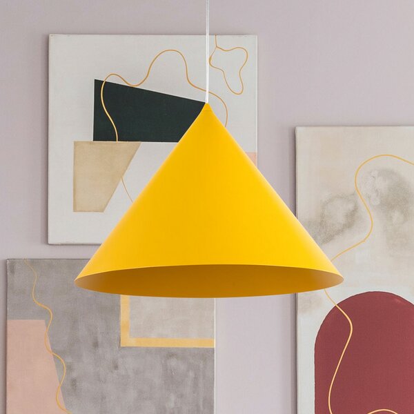 TK Lighting Visoka svetilka Cono, 1-žarek, Ø 50 cm, rumena, E27, zatemnjen, Rumena, Dnevna soba / jedilnica, Kovina, Sodobni