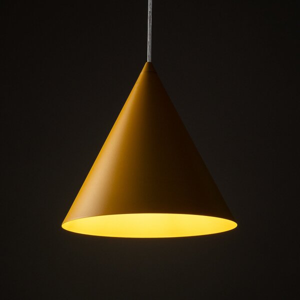 TK Lighting Visoka svetilka Cono, enogorilna, premer 27 cm, rumena, E27, zatemnjen, Rumena, Dnevna soba / jedilnica, Kovina, Sodobni