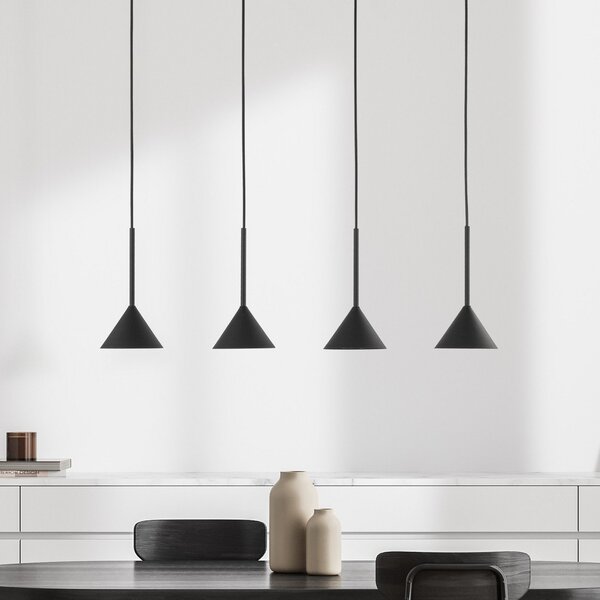 TK Lighting Visoka svetilka Cono Mini, 4-žarnica, črna GU10, zatemnjen, Črna, Dnevna soba / jedilnica, Kovina, Sodobni
