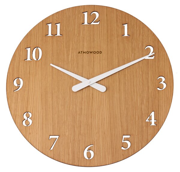 ATMOWOOD numerična ura iz hrasta 50 cm - beli kazalci