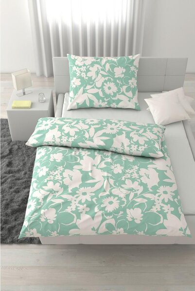 Mömax Posteljnina Floral, Metino Zelena, 60/80, 140/200
